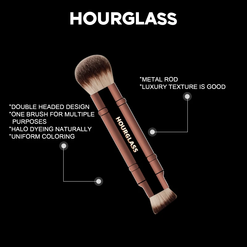 Hourglass Multifunctional Makeup Brushes, Double-ended Foundation Brush and Loose Powder Brush