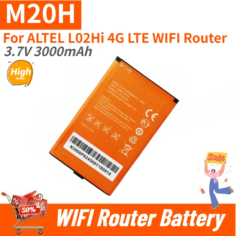 

High Quality M20H Battery 3.7V 3000mAh For ALTEL L02Hi 4G LTE WIFI Router Brand New Replacement Battery