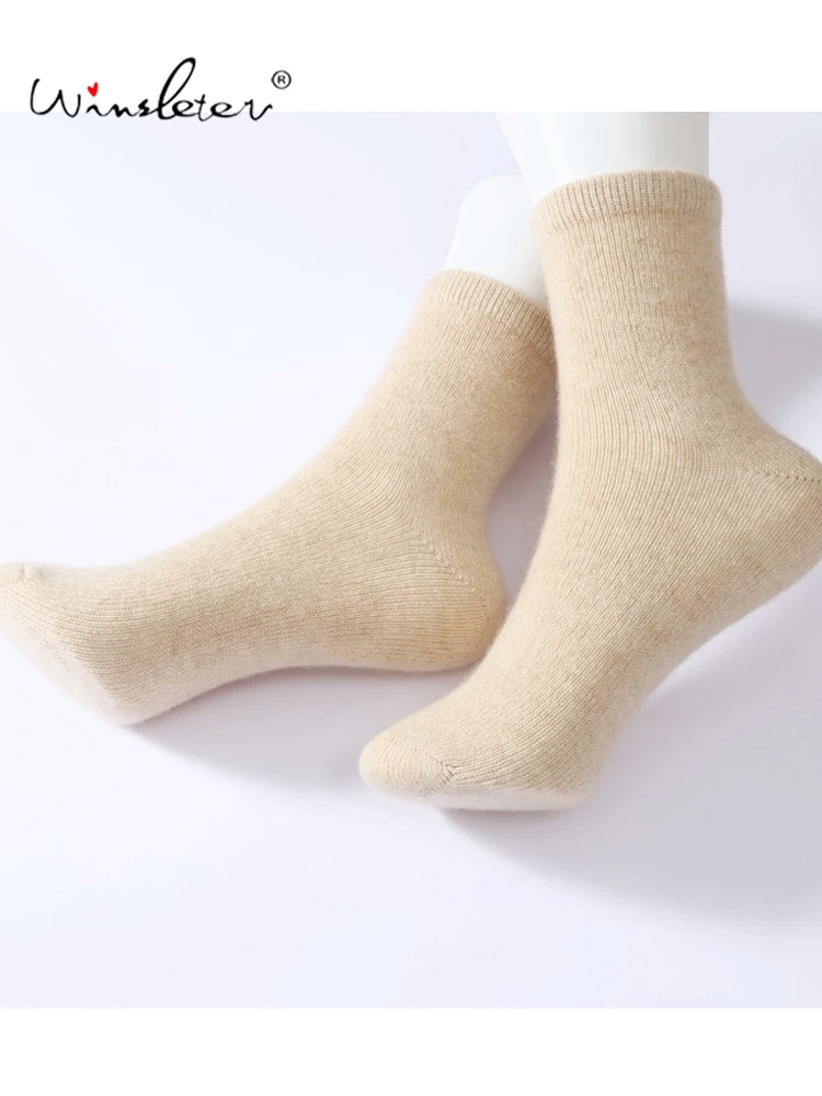 Winsleter-2PCS 100%Cashmere Knit Middle Socks, Comfortable Breathable, Unisex Simplicity Solid Warm Socks, 2026 Autumn P69377CC