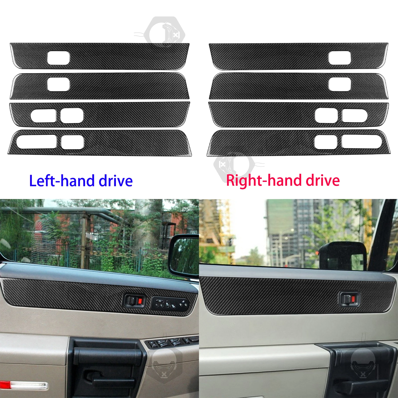 

For Hummer H2 2003-2007 Refit Carbon Fiber Car Interior Door Panel Button Wood grain Trim Accessories Sticker