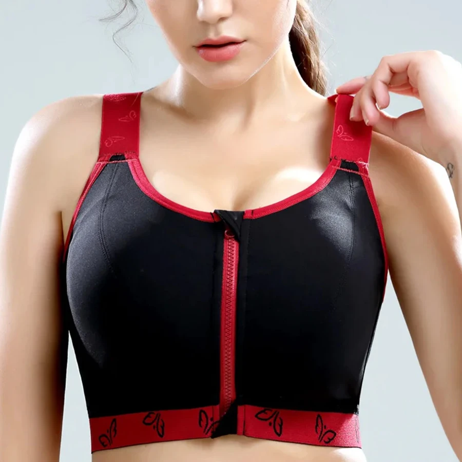 Wireless Sports Bra for Women Plus Size Full Cup Support Underwear Female Front Closure Active Sportswear 36 38 40 42 50 C D E