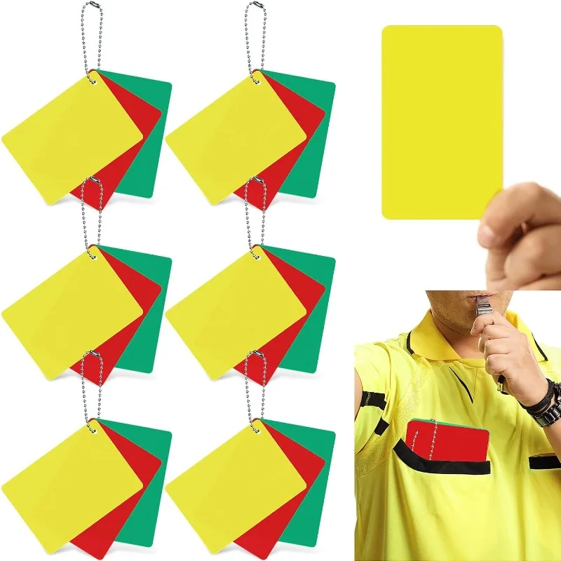 

6 Sets Referee Penalty Cards Football Referee Card Sets Soccer Warning Ejection Delay Green Red and Yellow Cards for Sports Game