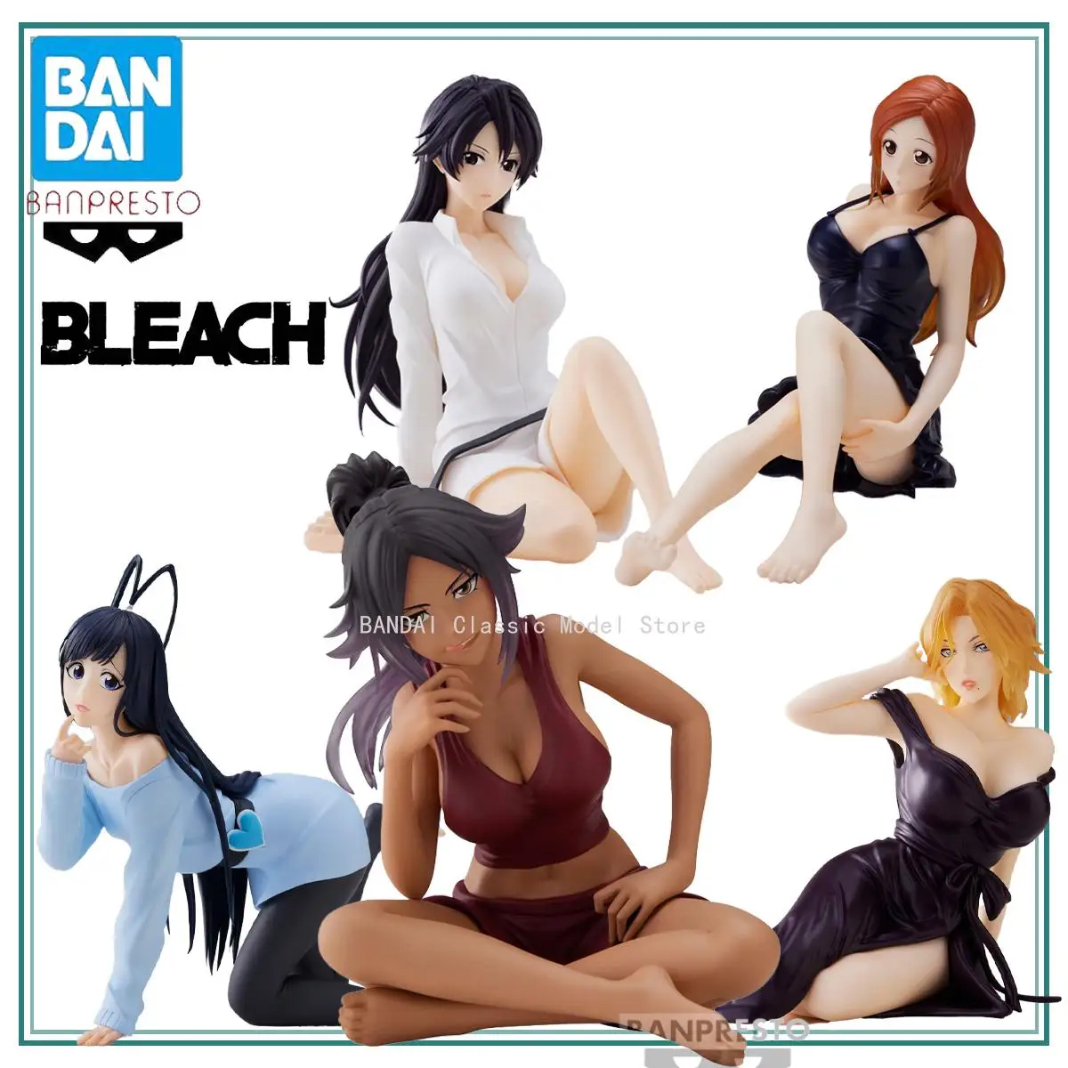 Genuine Original Bandai Banpresto Bleach Rangiku Shihouin Yoruichi Kuchiki Hisana Model Brand New and Unopened