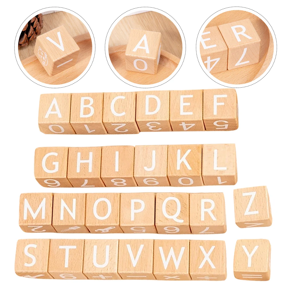 26-teiliges Zahlenspielzeug, Alphabet-Blöcke, Buchstabenverzierungen für Kinder, Khaki, Lernen