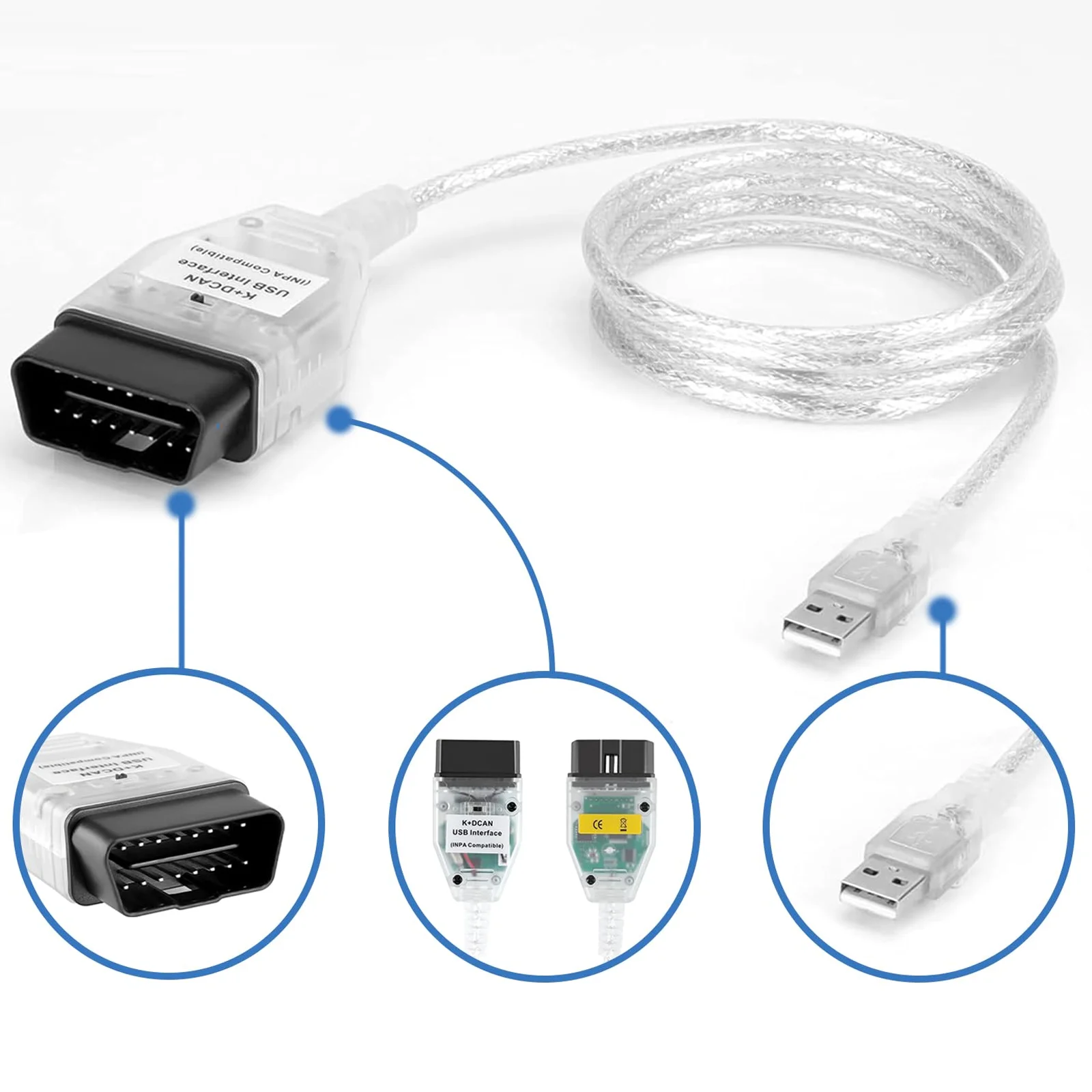 

K + CAN K + DCAN автомобильный разъем диагностический кабель с переключателем FT232RL USB-интерфейсный кабель для BMW OBD2 сканер диагностический инструмент