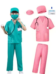 Boys Girls Funny Halloween Party Clothes Child Doctor Nurse Costume V Neck Top Pants Accessories Suit Medical Surgical Uniform