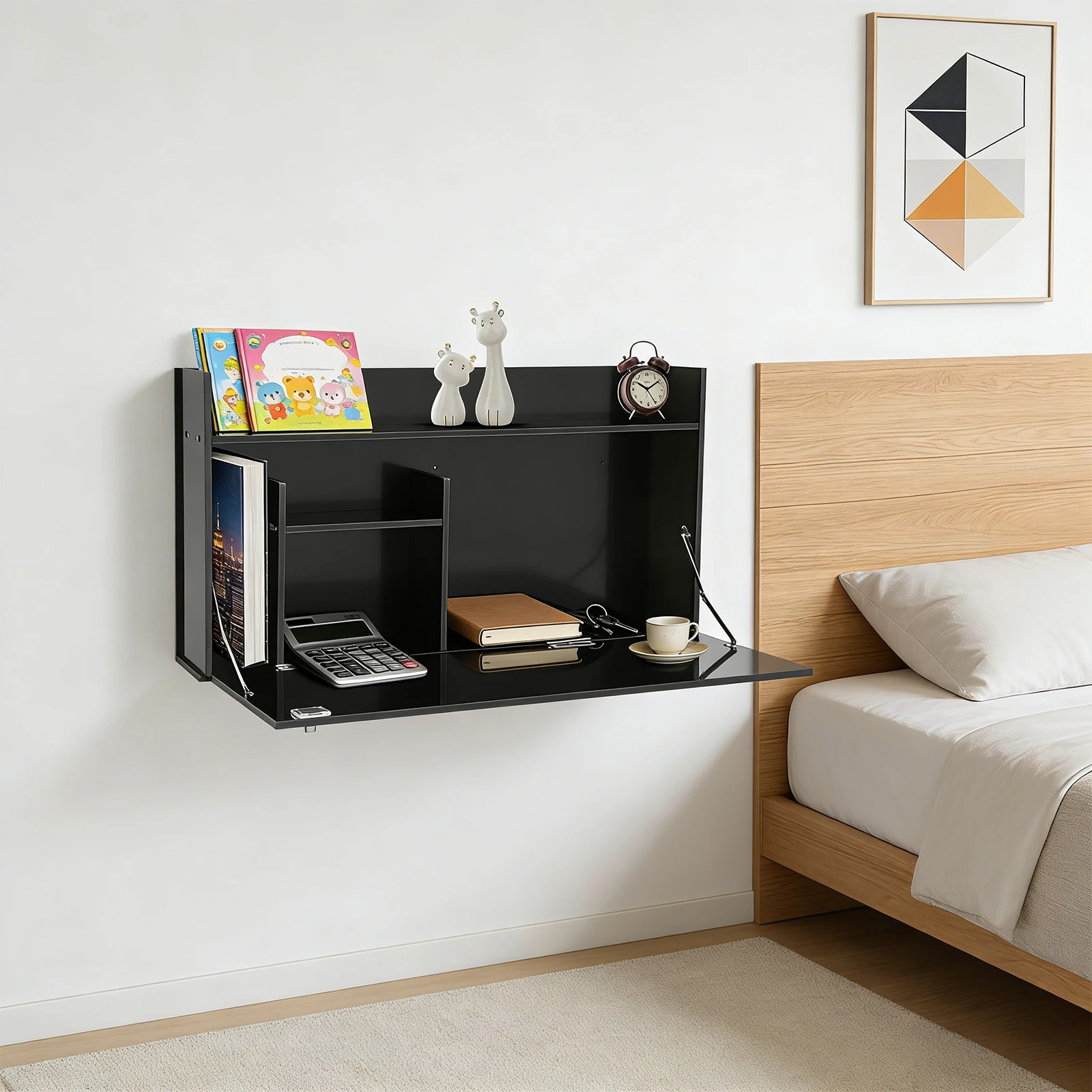 

Настенный складной стол-шкаф, грузоподъемность 44,09 фунта, складной стол с замком и ключами, для спален, читальных залов