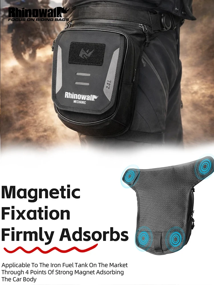 

Rhinowalk Мото Сумка на Ногу Магнитная Сумка на Бак 4 Точки Крепления Многофункциональная Сумка Поясная Нагрудная Через Плечо с Дождевым Чехлом для Поездок Off-Road