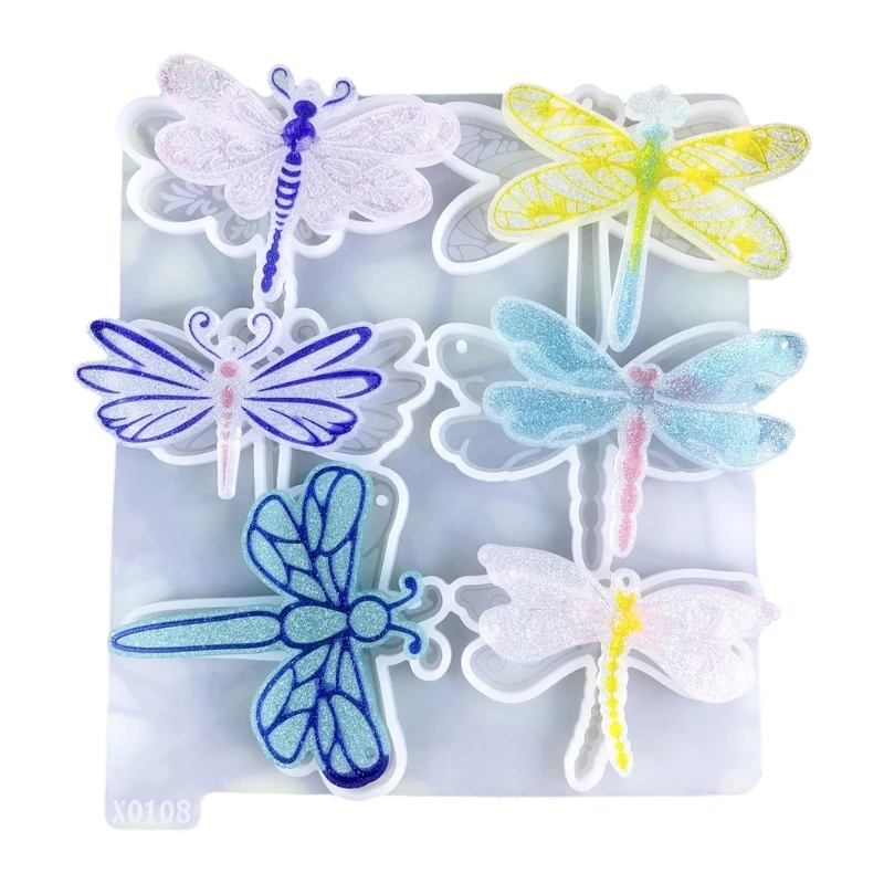 Delicate Detail Dragonflies Silicone Mold Artistic Dragonflies Keychain Silicone Mold for Custom Jewelry Accessory