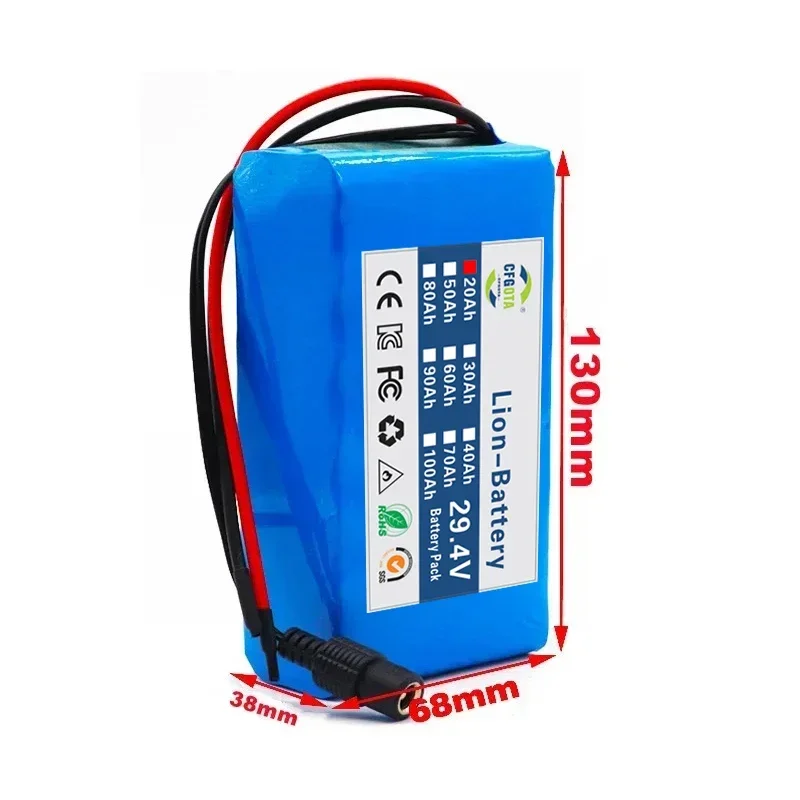 24V 7s2p 20Ah 18650 lithium-ion battery pack 29.4v 20000mah battery+charger