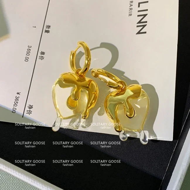 Women Molten Water Heart Drop Earrings Party Jewelry
