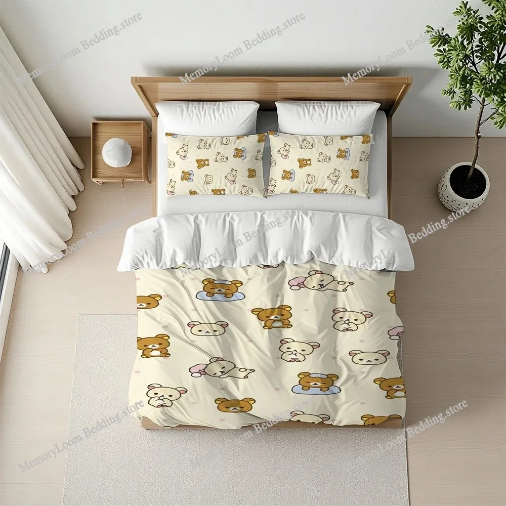 

Cartoon R-Rilakkuma Cute Duvet Cover Set Home Style Bedding Soft Laundry Cotton Bed Four Seasons Student Dormitory Luxury Gift96