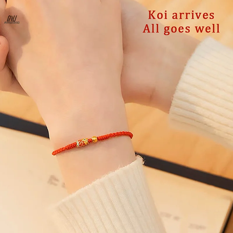 Fashion Hand Braided Koi Fish Lucky Bracelet Hand-Woven Bangle For Women Best Friends Lovers Size Adjustable Bracelet Gift