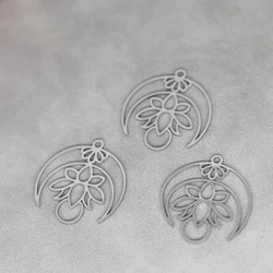3pcs/Lot Stainless Steel Crescent Moon Lotus Pendant Accessories For Fashion Jewelry Making DIY Handmade Craft