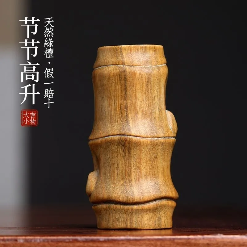Green Hand Bamboo Figurine Soaring Higher Step by Handmade Pocket Piece Pendant Home Decor Collectible Craft Gift for Men Women