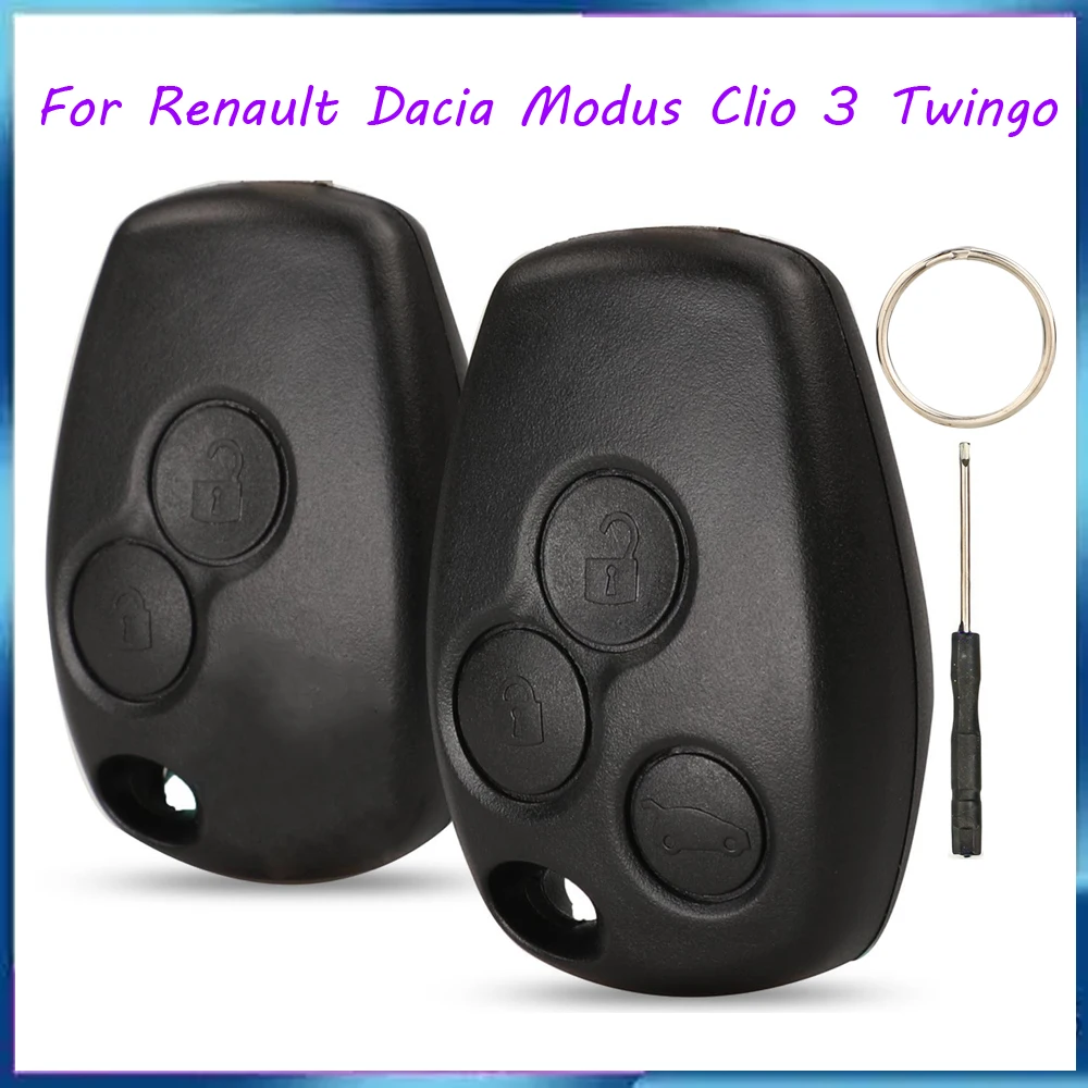 Jingyuqin New 2/3 Buttons Car Key Shell Remote Fob Cover Case Blank For Renault Dacia Modus Clio 3 Twingo Kangoo 2 No blade