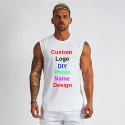 Custom Cotton Gym Tank Top Men Make Your Design Logo Sports Clothing Men Print Original Design Bodybuilding Fitness Running Vest