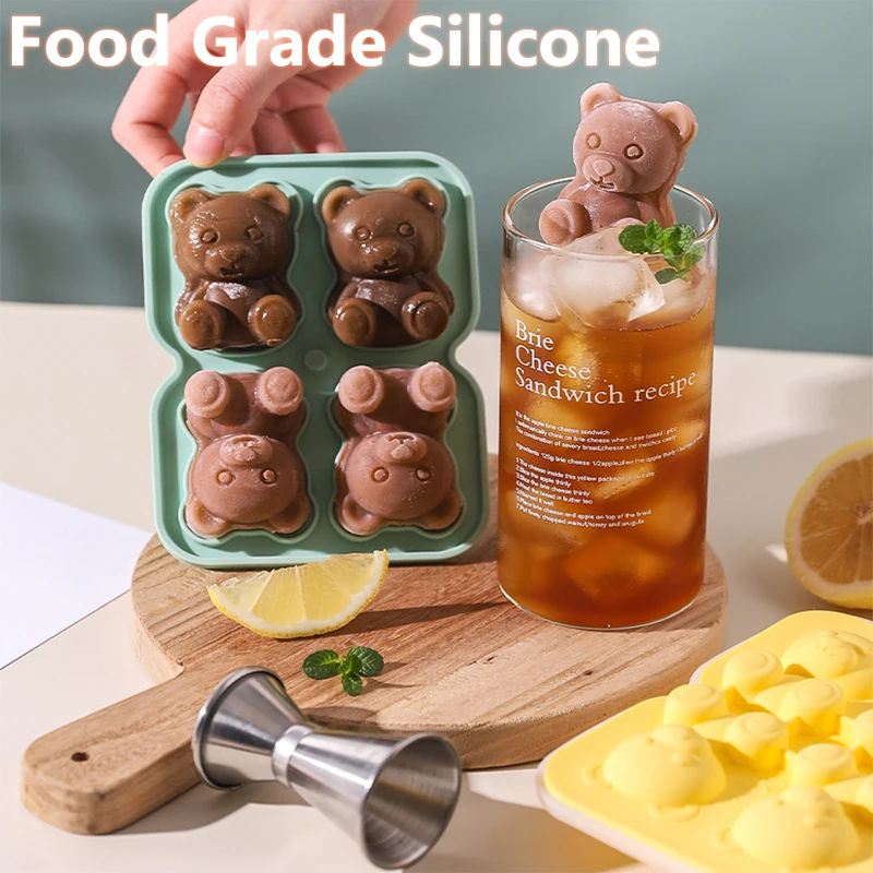 Bären-Eiswürfelform, Silikon-Eiswürfelform, gefrorene Eiswürfelform, bärenförmige Eisbereiter für gefrorene Kaffee und Milchtee, Eisbeutel