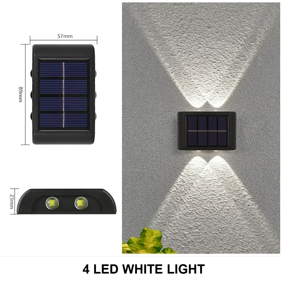 LED-lamp op zonne-energie, waterdichte wandlamp voor buiten, hekverlichting van zonsondergang tot zonsopgang voor zomertuin, veranda, loopbrug, camping, huis, december