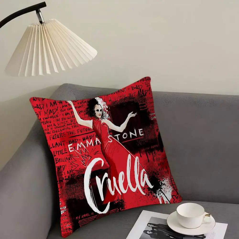 C-CRUELLA EMMA حجر الفيلم الكلاسيكي المخدة تون هدية غطاء الوسادة غرفة نوم المنزل أريكة كرسي مقعد ديكور كيس وسادة