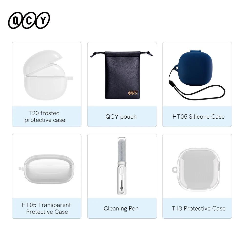 QCY HT05 Soft Sillicone Case HT10 MeloBuds Pro Wireless Earphones Storage Bag Headphones Protective Case Earbuds Cleaning Kits