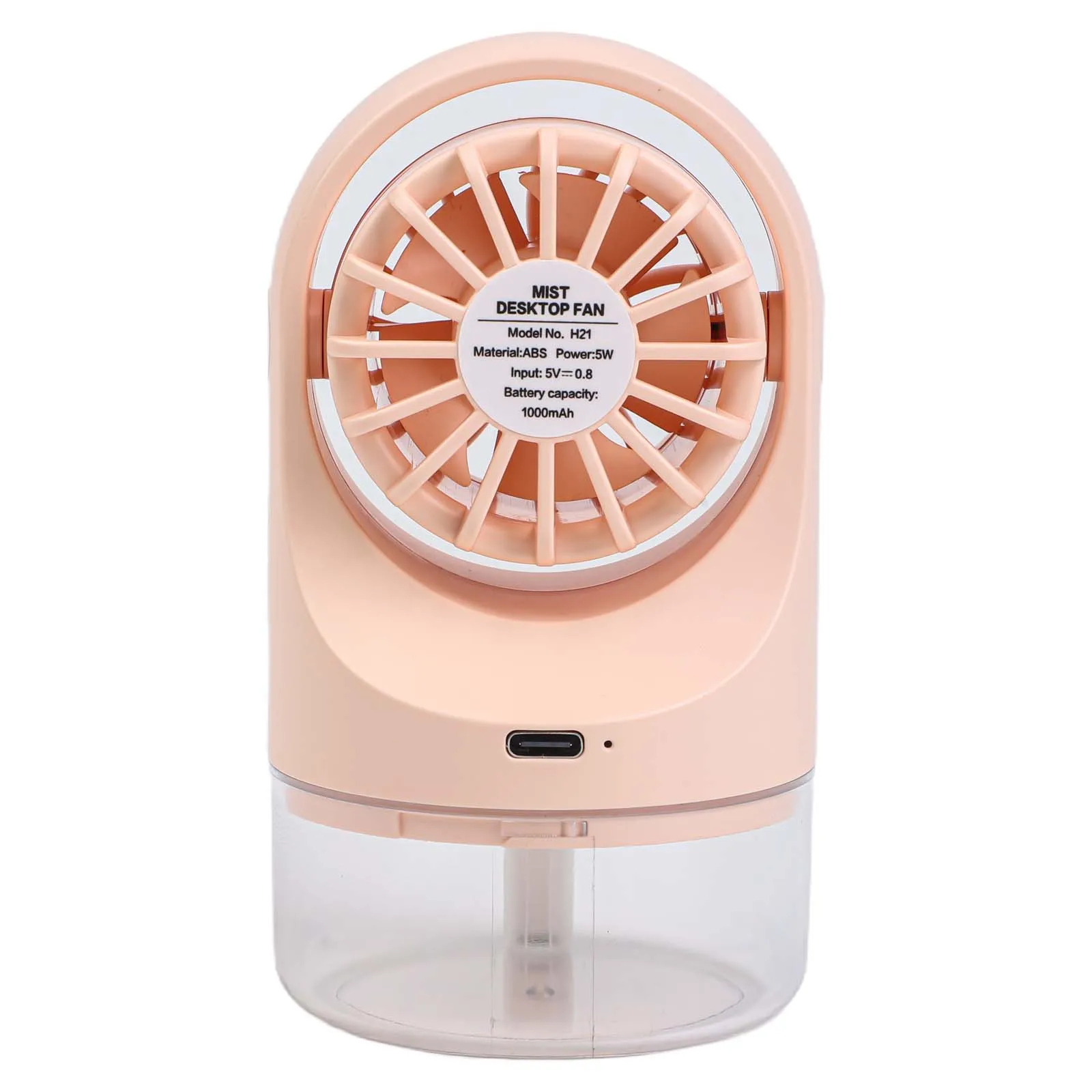 USB Rechargeable Portable Cooling Fan with 70ml Water Tank Misting Function Personal Humidifying Fan for Desk and Travel Use