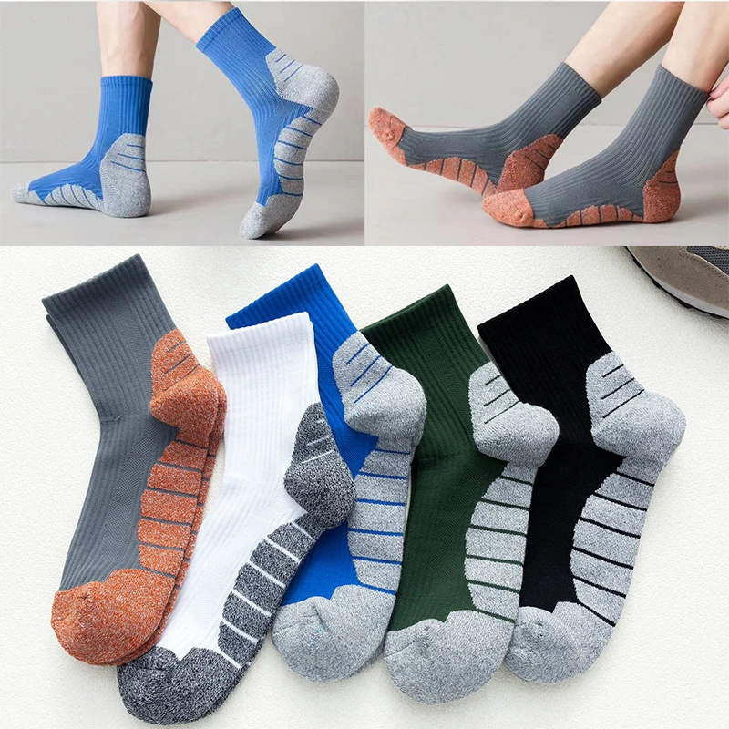 Foot terry thickened upper tube elastic reinforcement men's sports socks