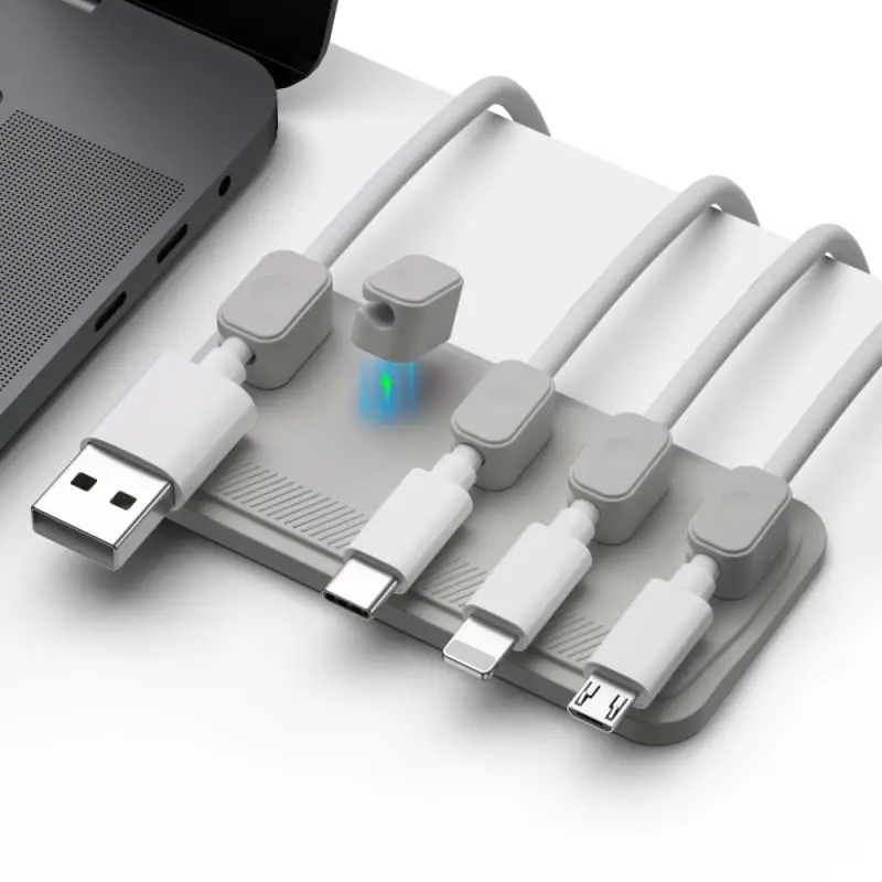 6in1 Magnetic Mouse Cable Wire Organizer Desktop Cable Clip Protector Cord Winder Row Plug Fixed USB Charging Line Holder Magnet