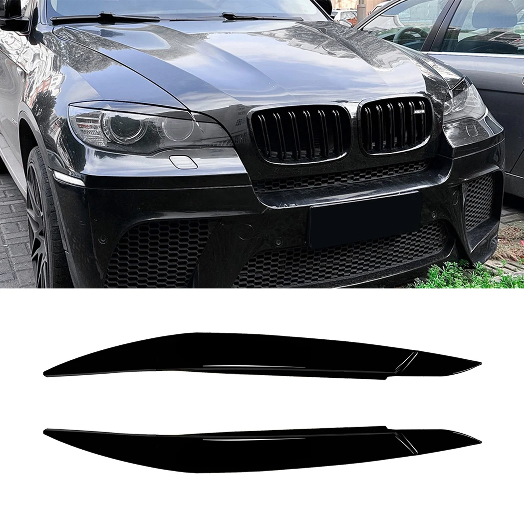 2Pcs Car Headlights Eyebrow Eyelids Trim Cover For BMW X6 E71 2008-2014 Car Stickers Eyelids Trim Cover