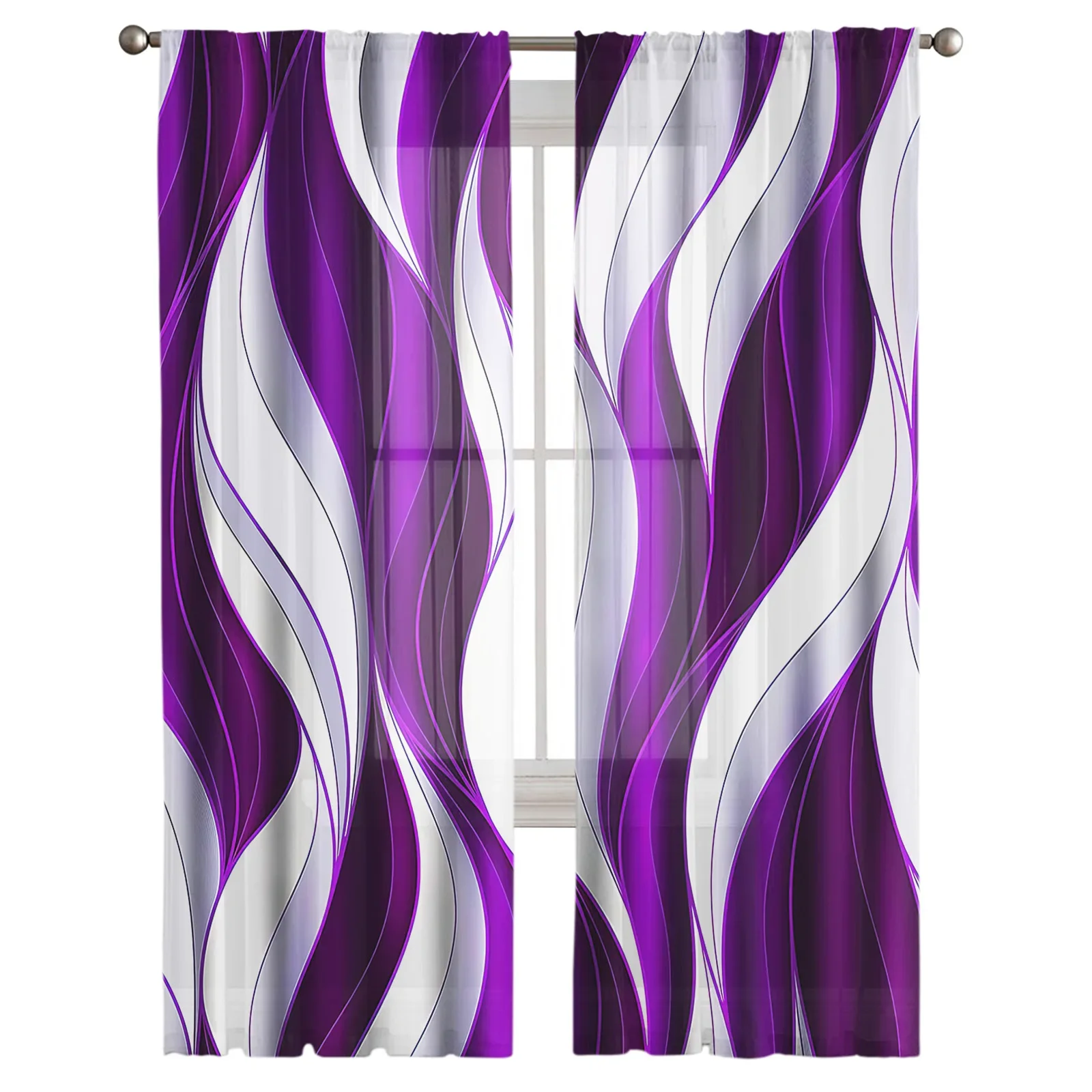 Abstract Drapery Twisted Purple Sheer Curtains For Living Room Window Long Tulle Curtain Bedroom Kitchen Decoration Voile Drapes