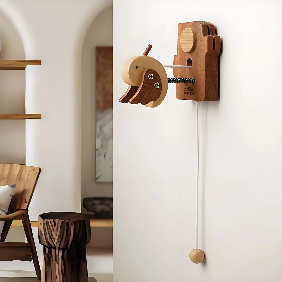 Door Knocker,Woodpecker Door Chime Bedroom Doorbell, Wooden Door Bells for Homes Decor