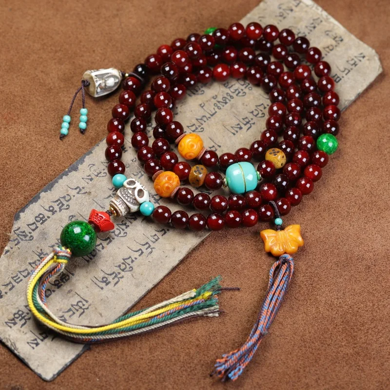 Multi-strand bracelet necklace made of natural wild mountain , golden , and full-health turtle shell