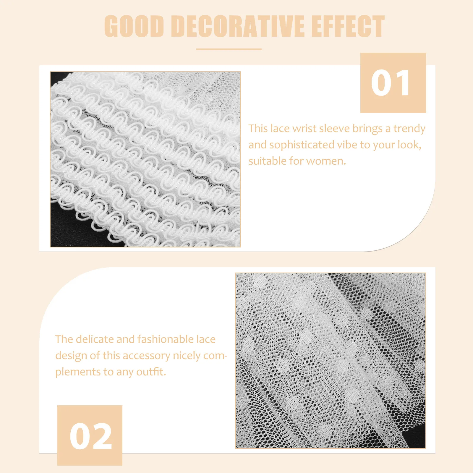 

1Pair Lace Decorative Cuffs Floral Wrist Sleeves Detachable Elegant Fashion Wristbands for Women Dress Accessories Lace Wrist