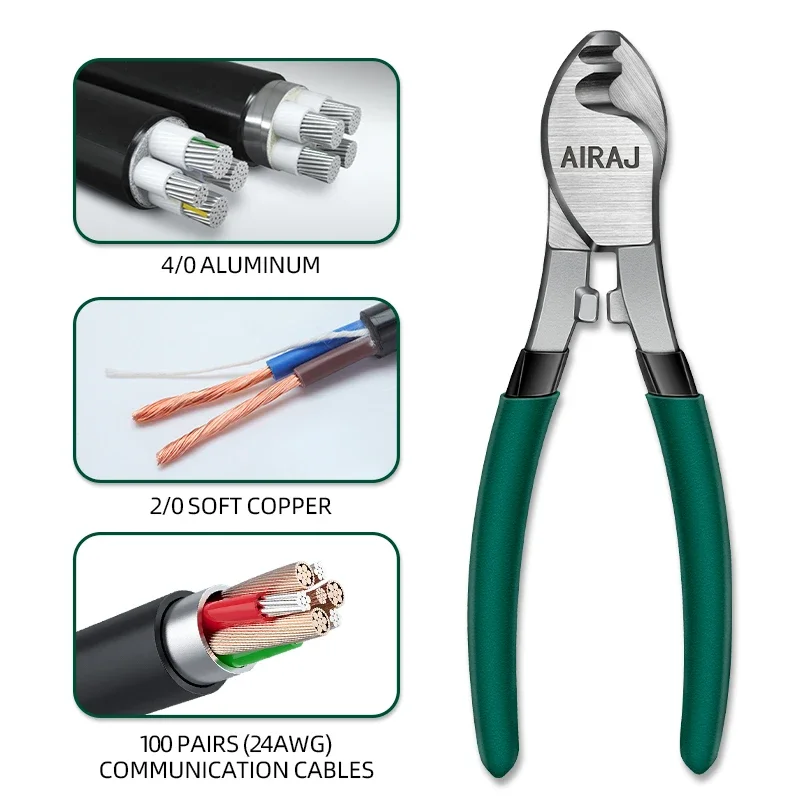 AIRAJ6/10Inch Wire Stripper Multifunctional Non-Slip Wire Cable Cutter Mechanical Electrician Professional Pliers DIY Hand Tools