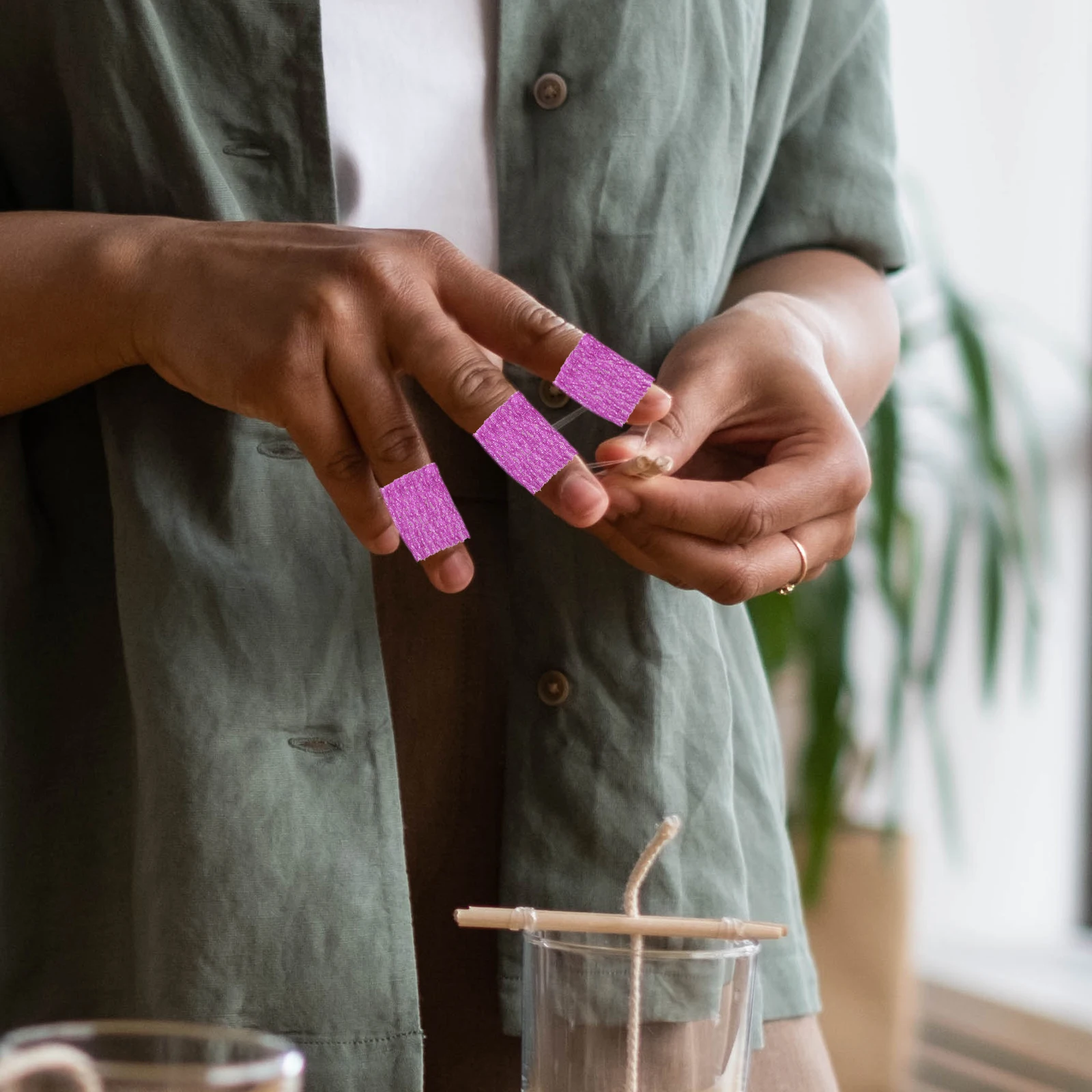 

12pcs Breathable Elastic Finger Bandages Durable Adhesive Wrappers Skin-Friendly Comfortable Support Sports Covers Non-Woven