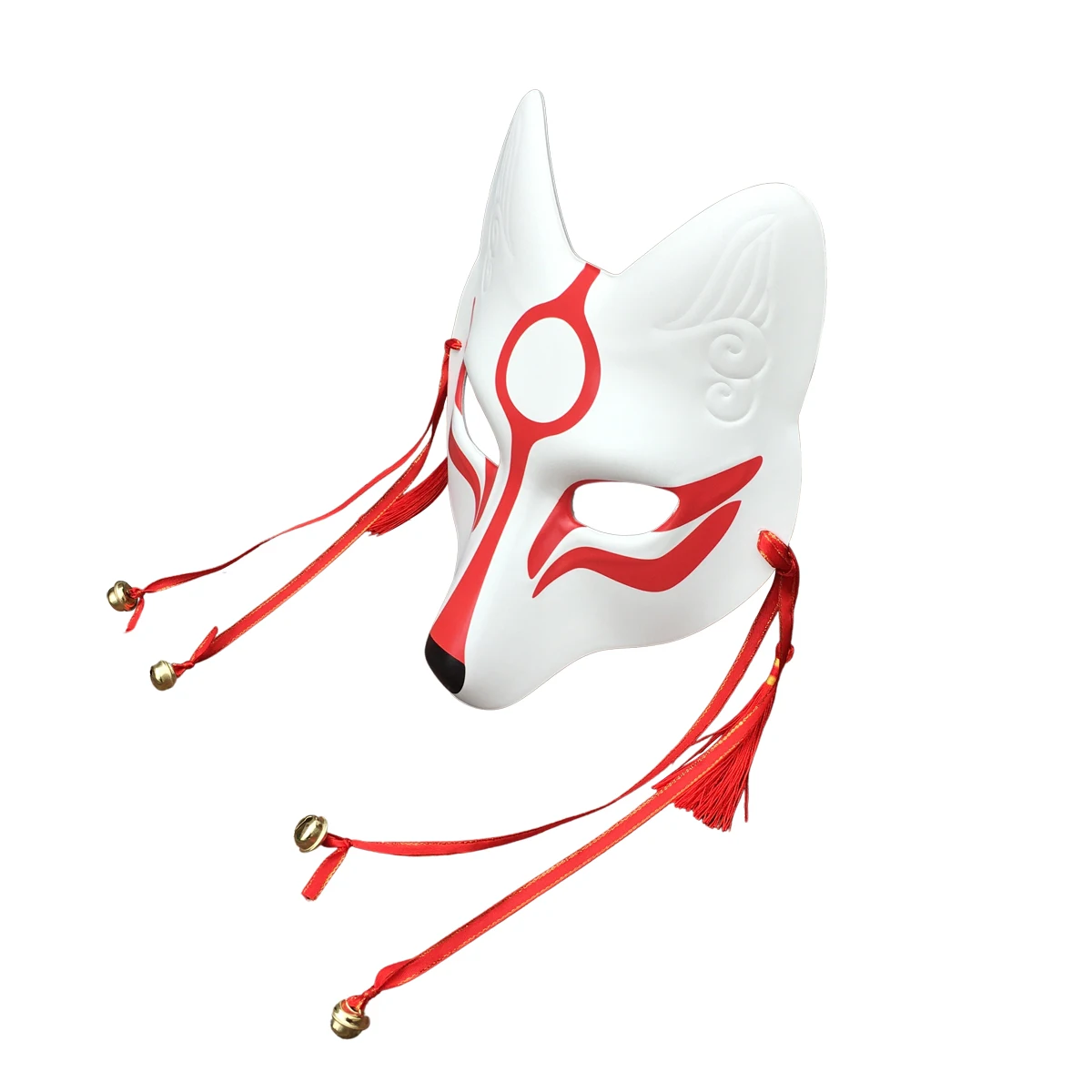 Big Kitsune Fox Mask for Christmas Masquerade Party, Full Face Cover Kabuki PU Masks for Costume