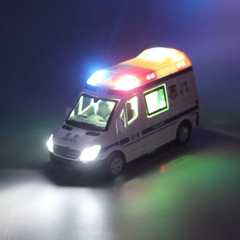 1:32 Hospital Rescue Ambulance Die - Cast Metal Toy Car Pull Back Sound Light Alloy Toys Vehicle For Children Boys Gifts