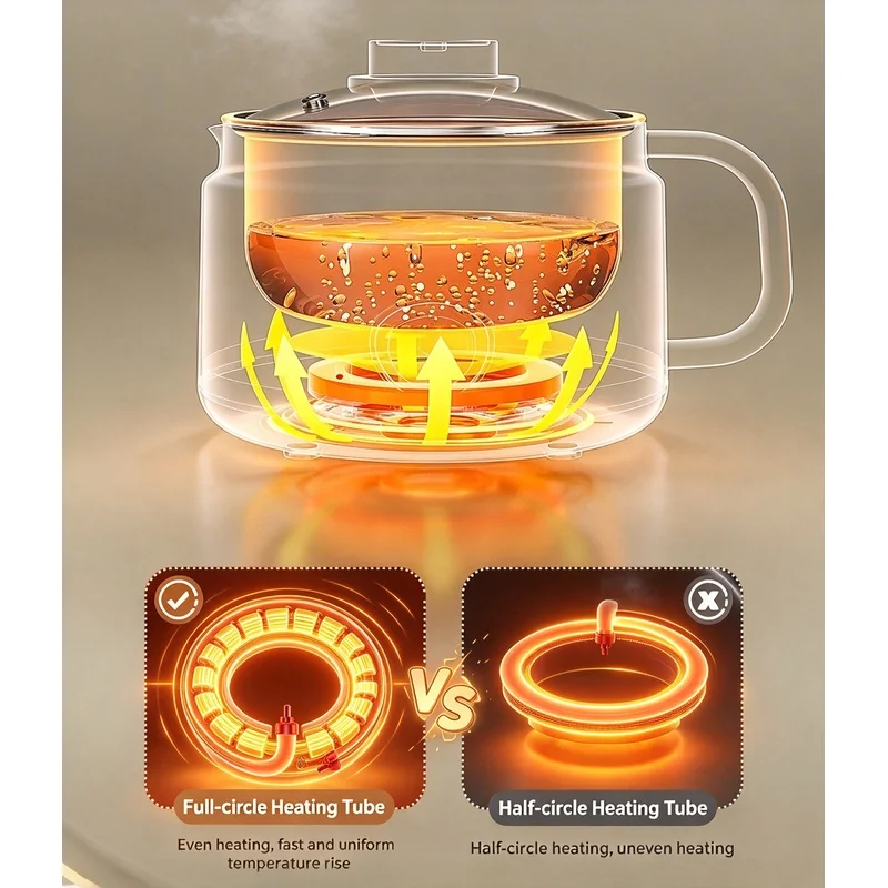 1pc Electric Cooker 3 Gear Adjustable Heat Portable Non-stick Hot Pot Waterproof Design for Cooking Soup Stew Frying Dormitory