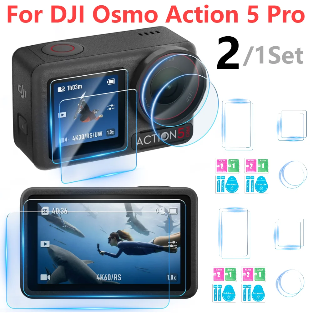 For DJI Osmo Action 5 Pro Tempered Glass Screen Protector Front Screen Film Lens Tempered Film For DJI Action 5 Pro Accessories