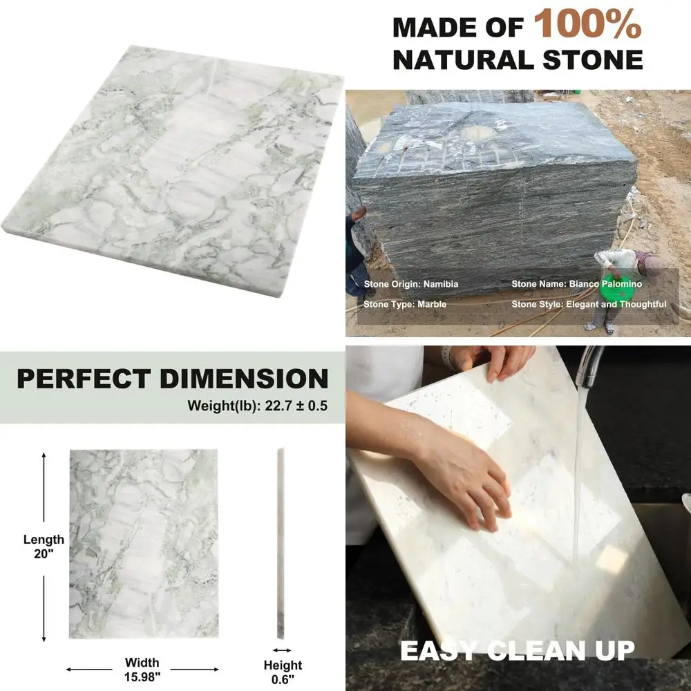 

Large 16x20 African Natural Marble Cheese Board - Perfect for Kitchen, Charcuterie, Pastry, Wedding & Housewarming Gifts