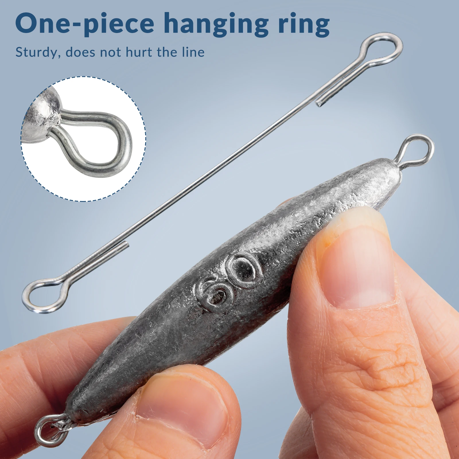 THKFISH 5pcs Inline Trolling Sinker Torpedo Fishing Weight Lead 60g-120g Double Ring Fishing Weight Sinker Saltwater Freshwater view 6