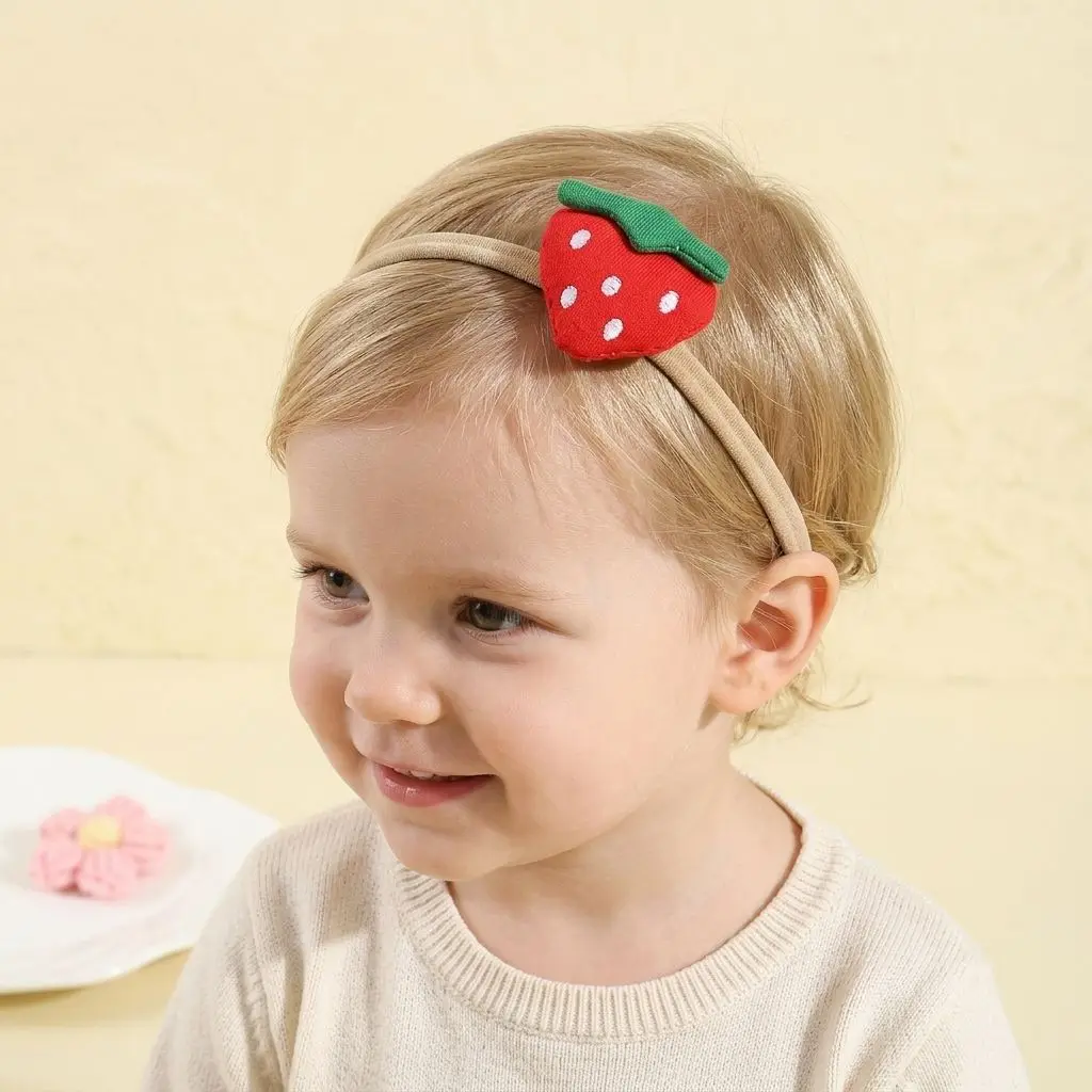 3Set/Pcs Cute Felt Fruit Baby Headband Apple Pear Strawberry Decor Soft Nylon Elastic Turban Newborn Toddler Girls Cartoon Daily