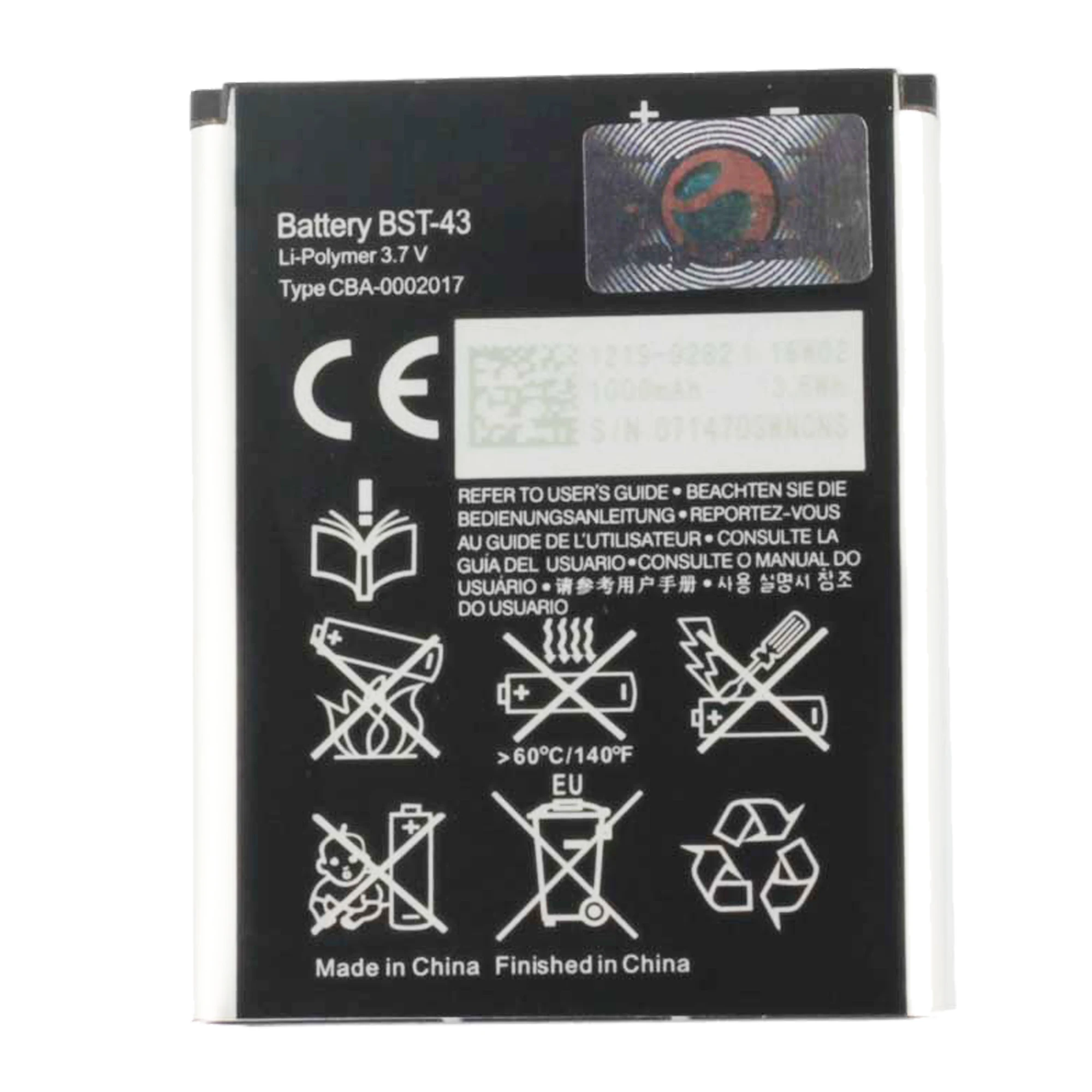 BST-43 / BST43 battery for Sony Ericsson WT13I U100 U100i J10 J20 J108 J108i S001 CK13I T715 Original Capacity Phone Batteries