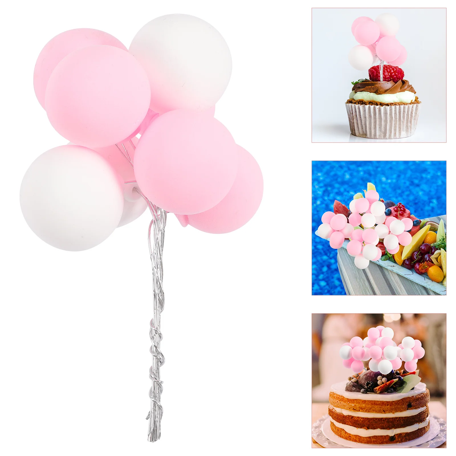 

4Pcs Balloon Cake Decorations Balloon Cupcake Topper Birthday Wedding Festival Party Cake Ornament Birthday Party Decoration