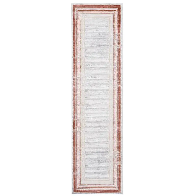 

2x8 Brown Ivory Bordered Runner Rug - NAAR MARFI Collection
