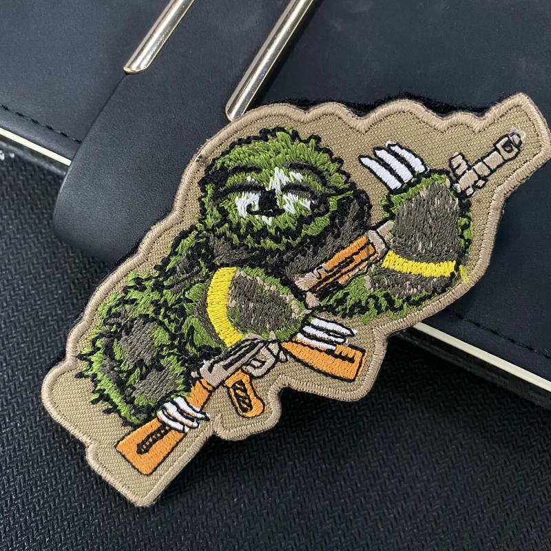 Sloth Embroidery Tactical Military Accessory Patches The Sloth Has A Gun Hook and Loop Morale Badge Clothes Backpack Stickers