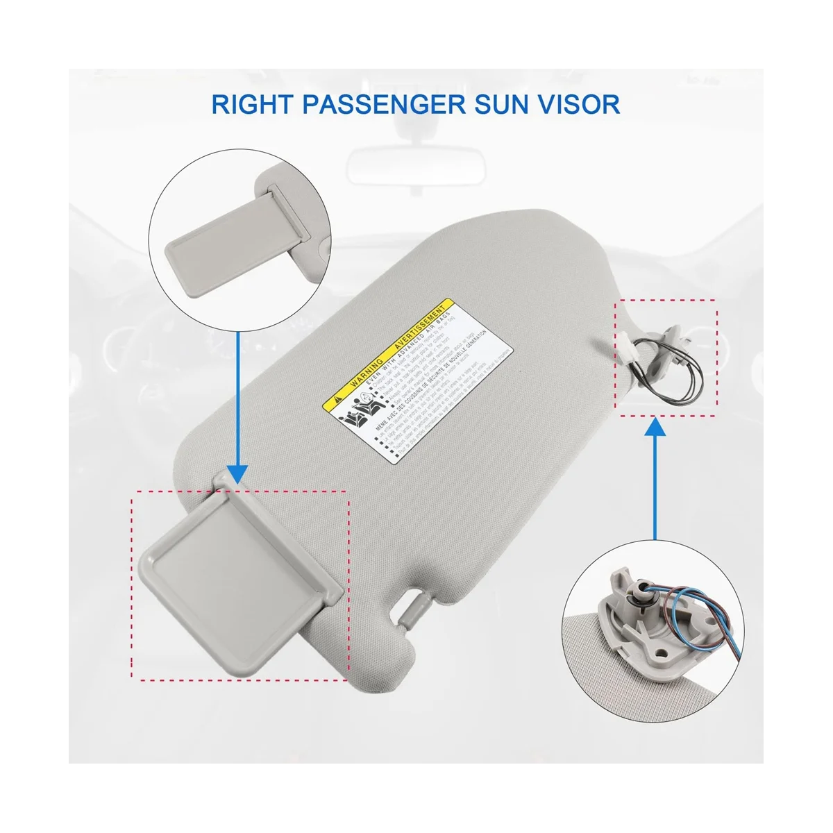

1Pair Car Sun Visor Assy 96400-9PB0A 96400-9PB0B for Pathfinder Infiniti QX60 JX35 13-19 Grey Sunshade W/ Mirror Light