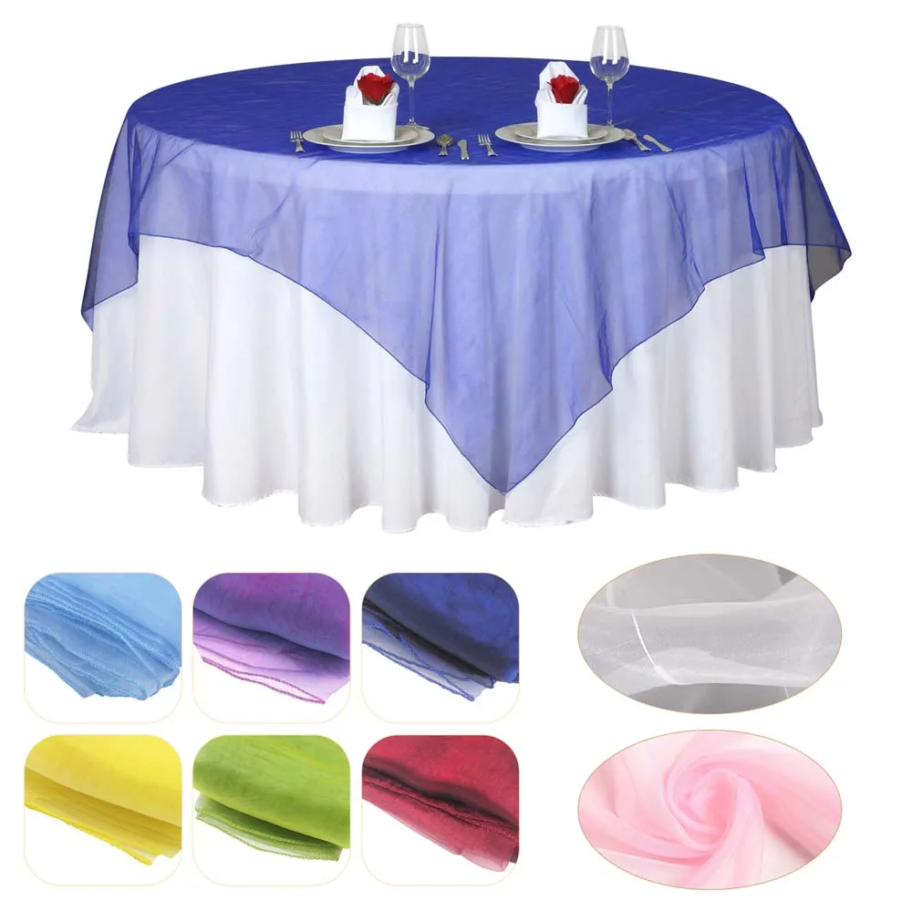 Organza Tablecloth 135x135cm Square Round Table Covers Hotel Wedding Banquet Party Outdoor Event Table Overlay Home Decor Supply