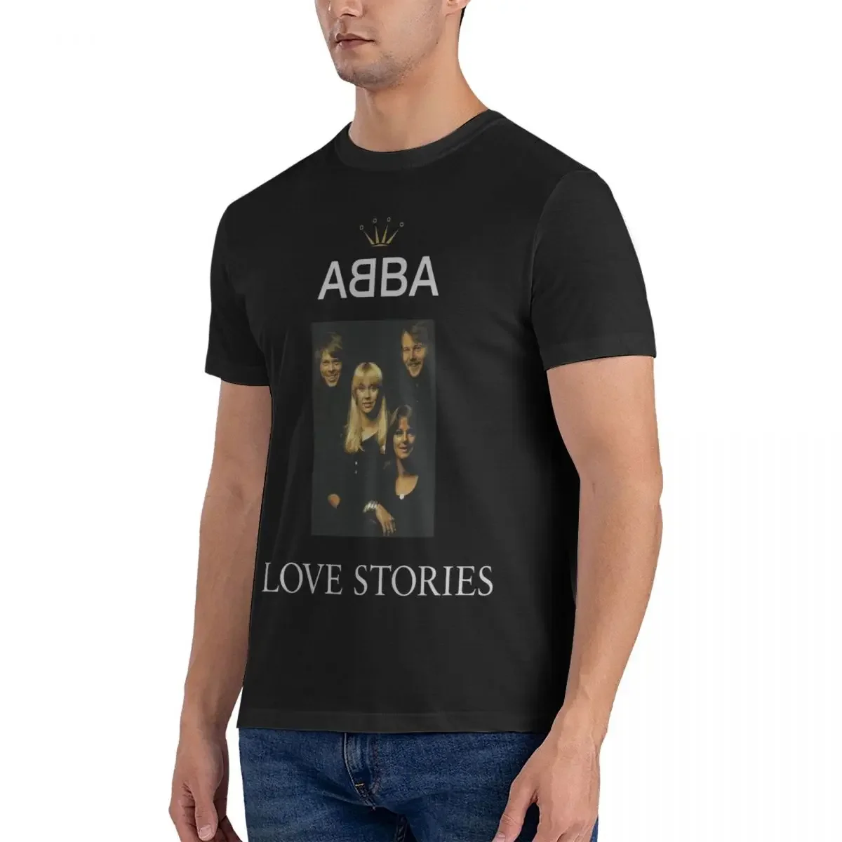 Fashion Love Story Music T-Shirts for Men Crewneck Cotton T Shirt A-ABBA Band Short Sleeve Tees Gift Idea Tops