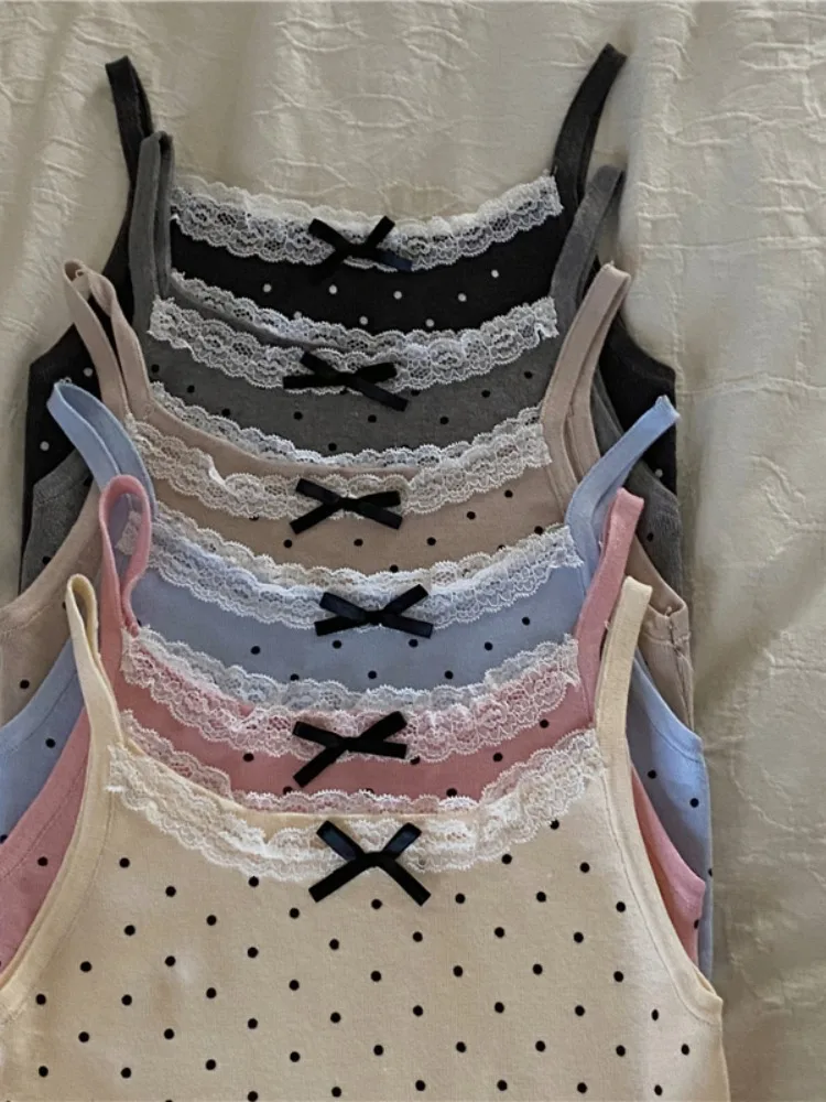 Sexy renda doce bolinhas cinta colete feminino interior usar nó ort versátil puro desejo bm topo commute sle fino ajuste